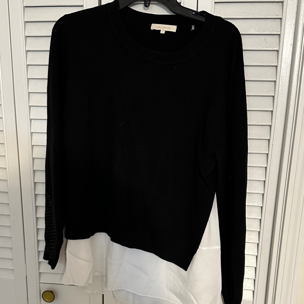 Chic Black and White Sweater Blouse